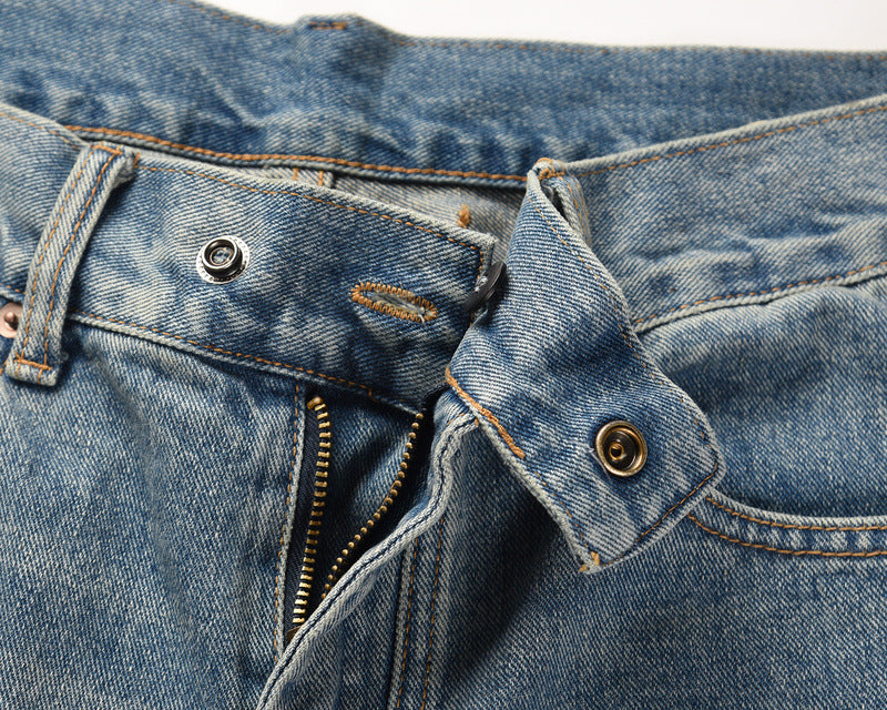 Cut Jeans High Street Style All-Match Slim Fit Trousers