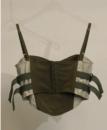 Work Style Fashion Design Collision Color Split Splicing Suspenders Tank Top