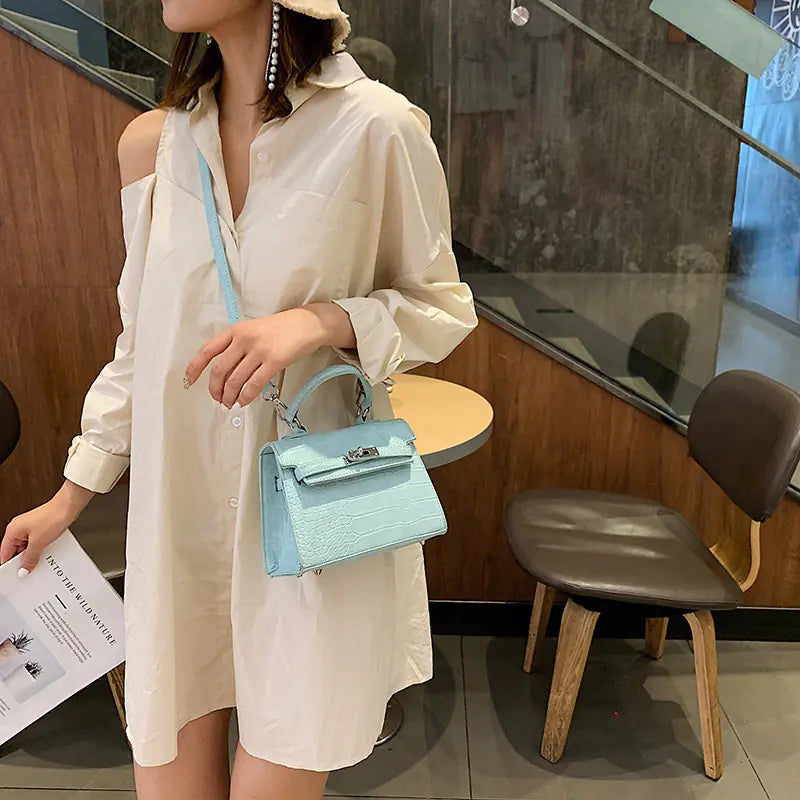 Crocodile Texture Luxury Handbag