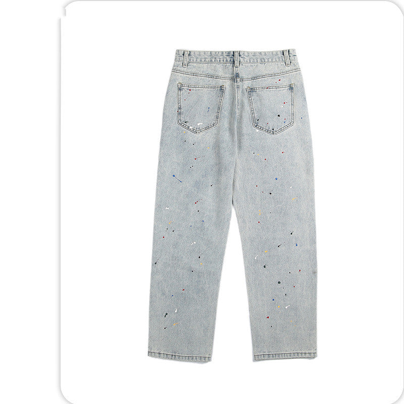 Loose Straight Hip-Hop Splash Ink Jeans