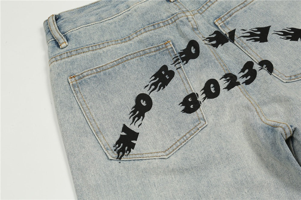 Men's Light Washed Loose Straight Leg Jeans