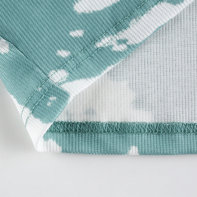 Tie-Dye Print High-Stretch Crop Top