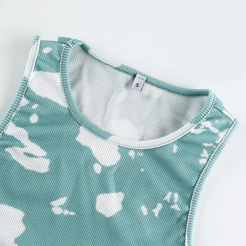 Tie-Dye Print High-Stretch Crop Top