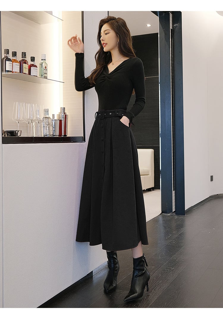 Wool Pleated Umbrella Skirt