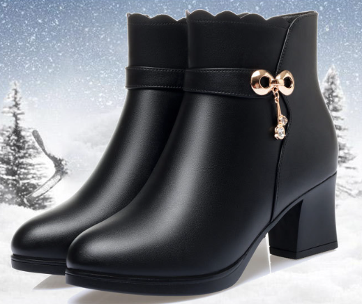 Chunky Heel Round Toe Martin Boots