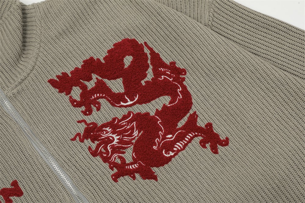 Creative Pattern Towel Embroidery Stand Collar Sweater