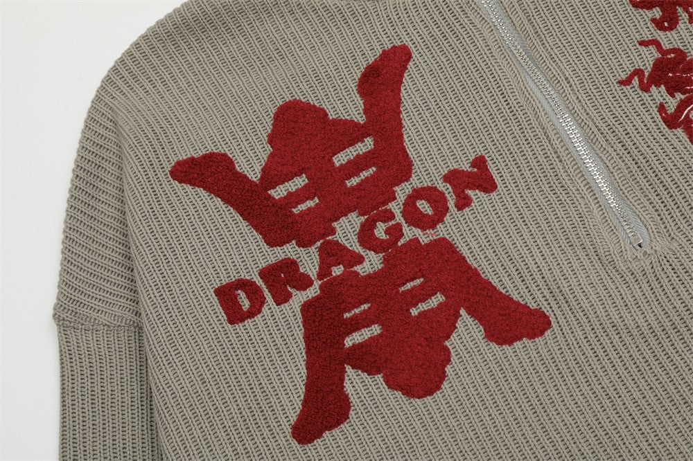 Creative Pattern Towel Embroidery Stand Collar Sweater