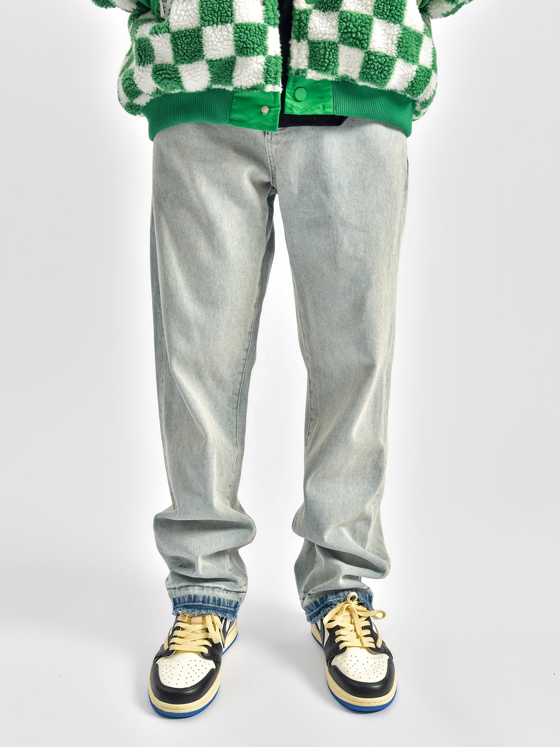 Men's Light Washed Loose Straight Leg Jeans