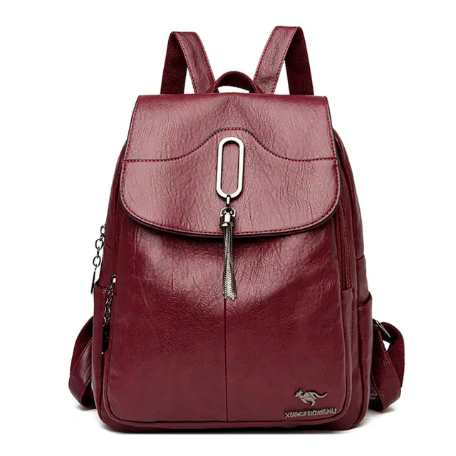 High-Capacity Soft Leather Backpack