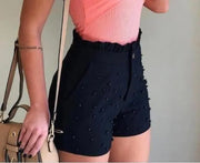 Women's Cannon Beads Solid Color Sexy Shorts