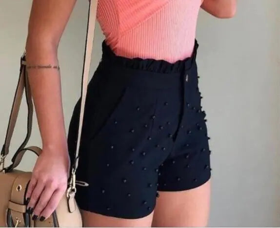 Women's Cannon Beads Solid Color Sexy Shorts