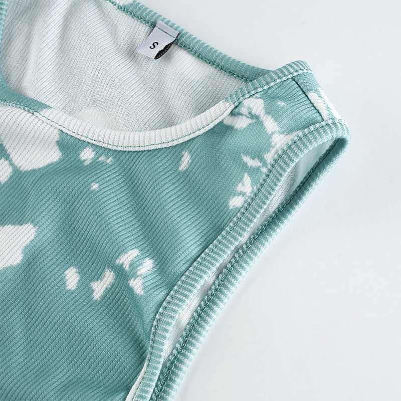 Tie-Dye Print High-Stretch Crop Top