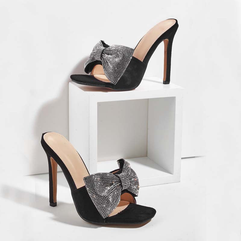 Bow Rhinestone Stiletto Heel