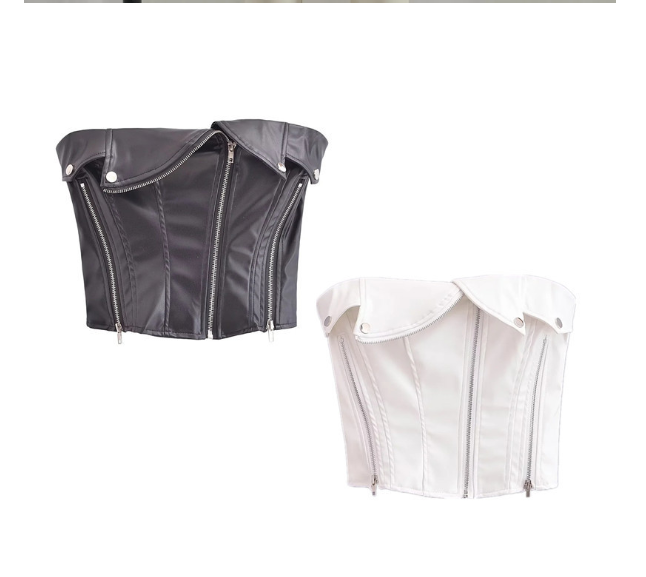 Leather Crop Top with Zipper