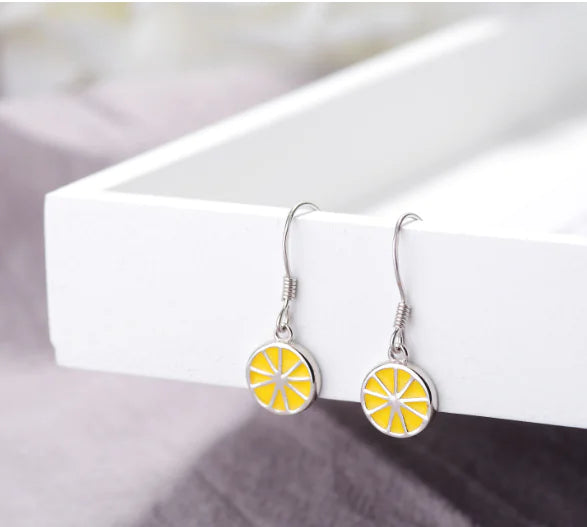 925 Silver Lemon Earrings Minimalist Charm