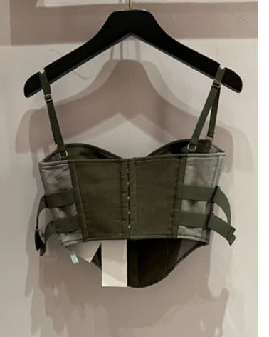 Work Style Fashion Design Collision Color Split Splicing Suspenders Tank Top