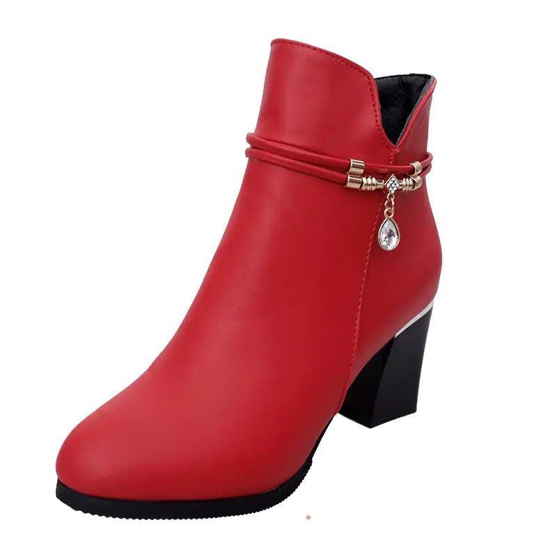 Chunky Heel Round Toe Martin Boots