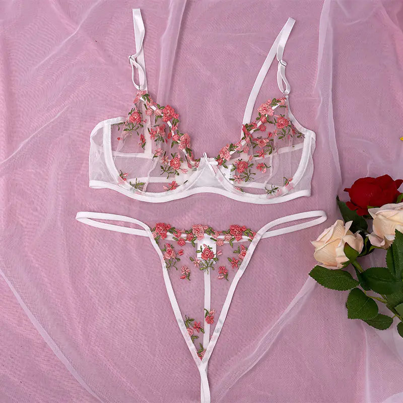 "Sexy Sheer Three-Piece Lingerie Set