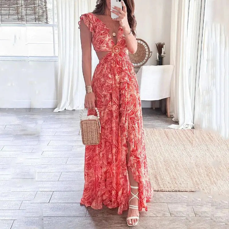 Slim Floral Maxi Dress