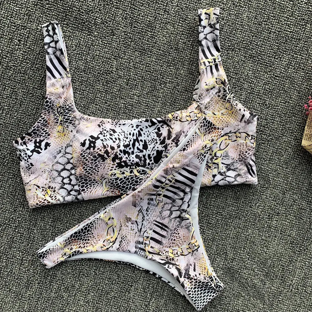 Block Strapless Bikini