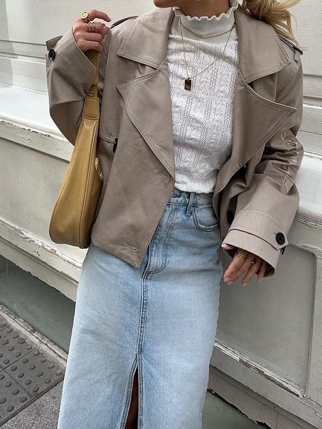 Women's Casual Washed Denim Skirt