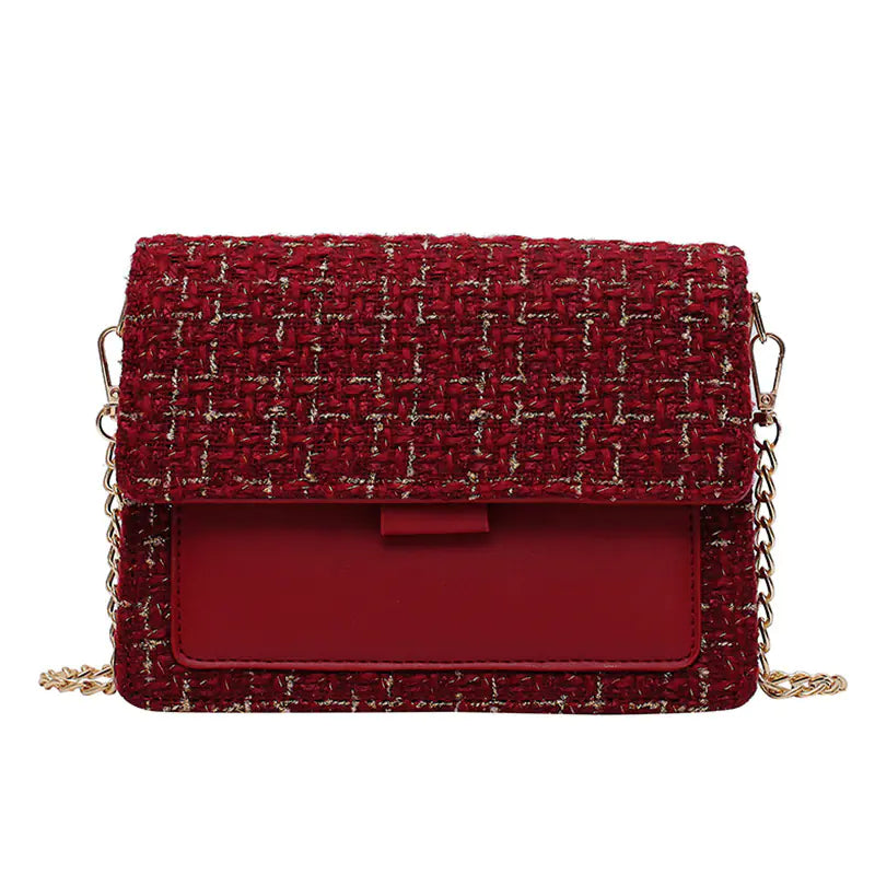 Chic Autumn Plaid Chain Crossbody Bag