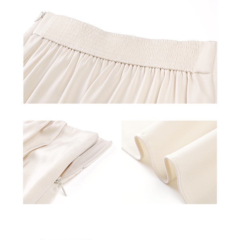 Irregular Slit Satin Skirt