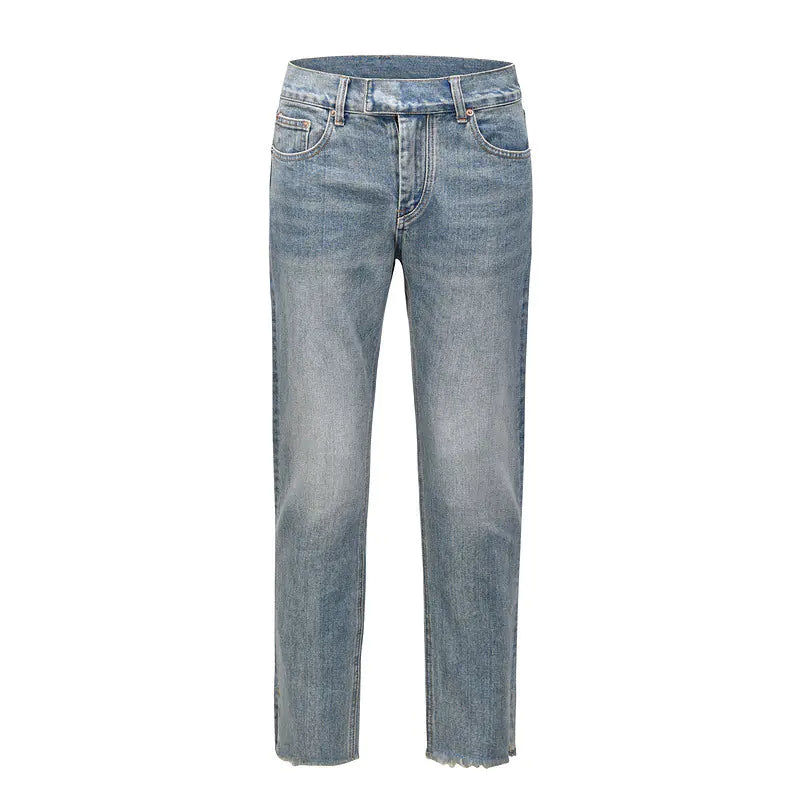 Cut Jeans High Street Style All-Match Slim Fit Trousers