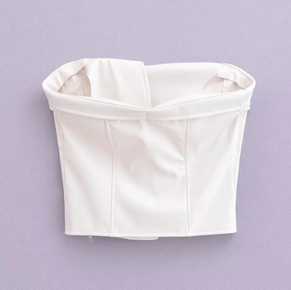 Leather Crop Top with Zipper