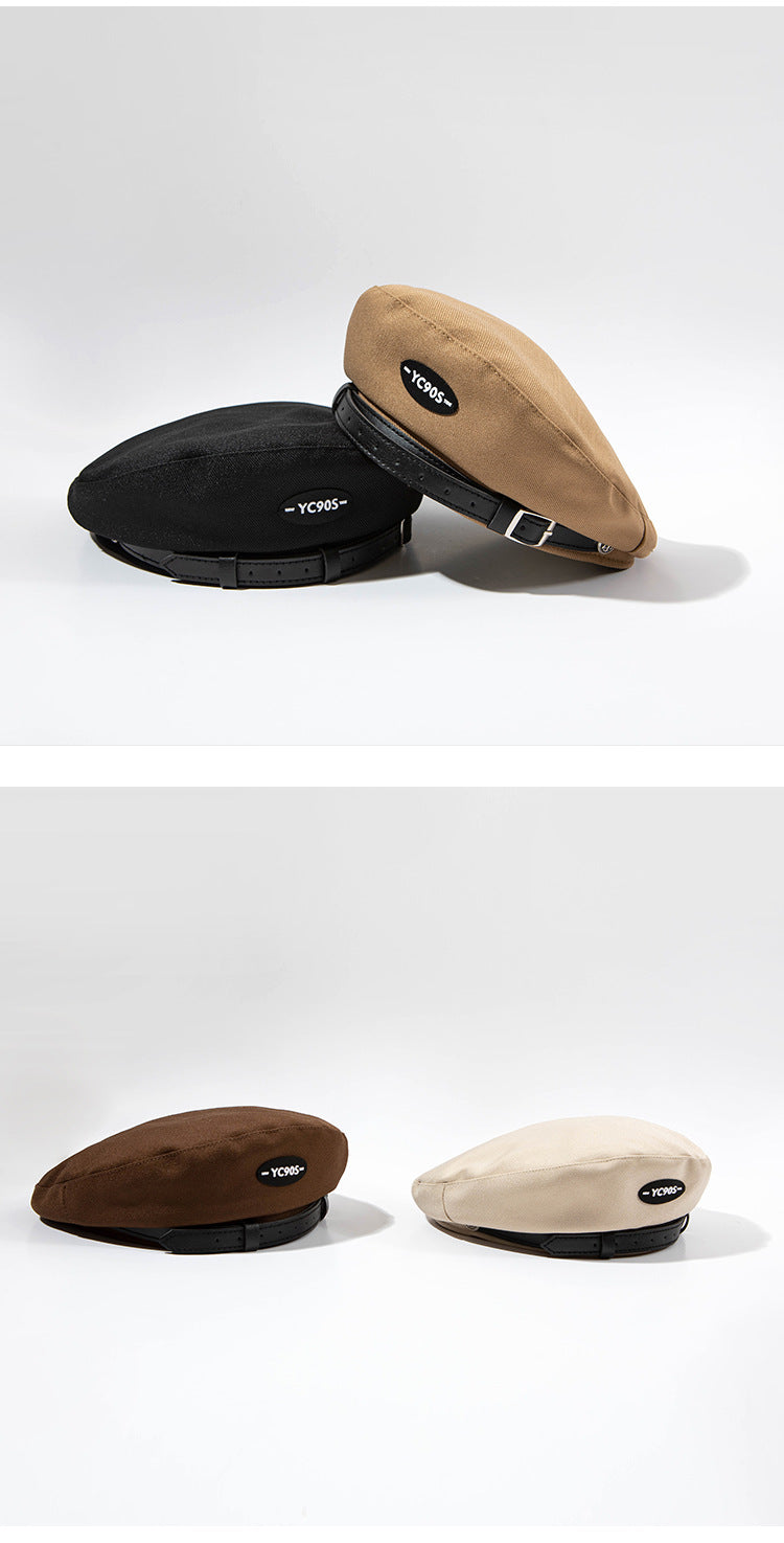 Style Retro Metal Leather Beret