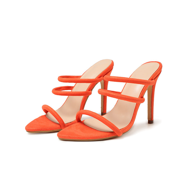 Summer Fluorescent Pointed Stiletto Sandals