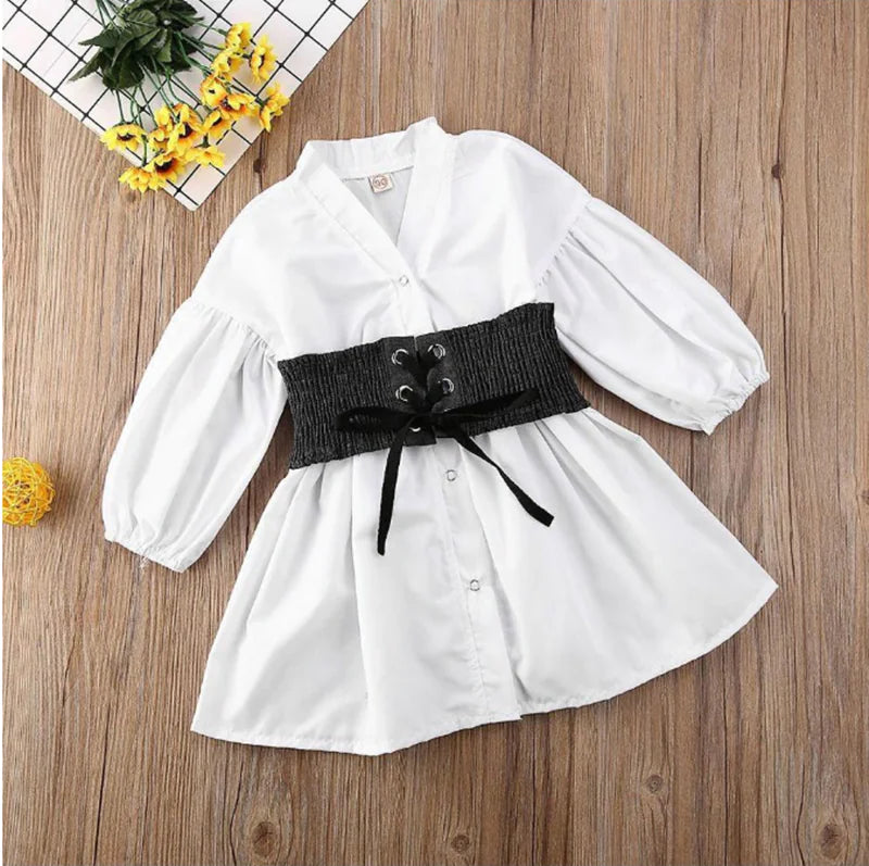 Kids Baby Girls White A-Line Shirt Dress