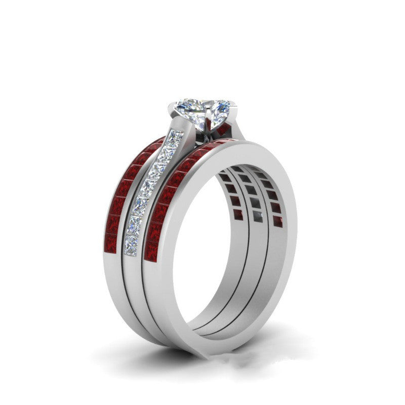 Ruby Heart Three-Layer Statement Ring