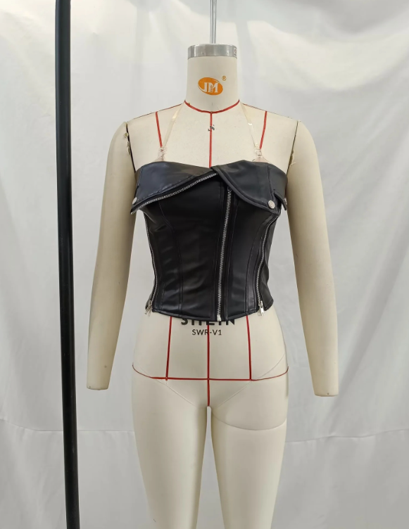 Leather Crop Top with Zipper