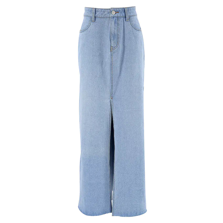 Women's Casual Washed Denim Skirt