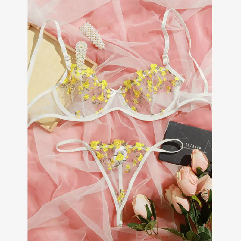 "Sexy Sheer Three-Piece Lingerie Set