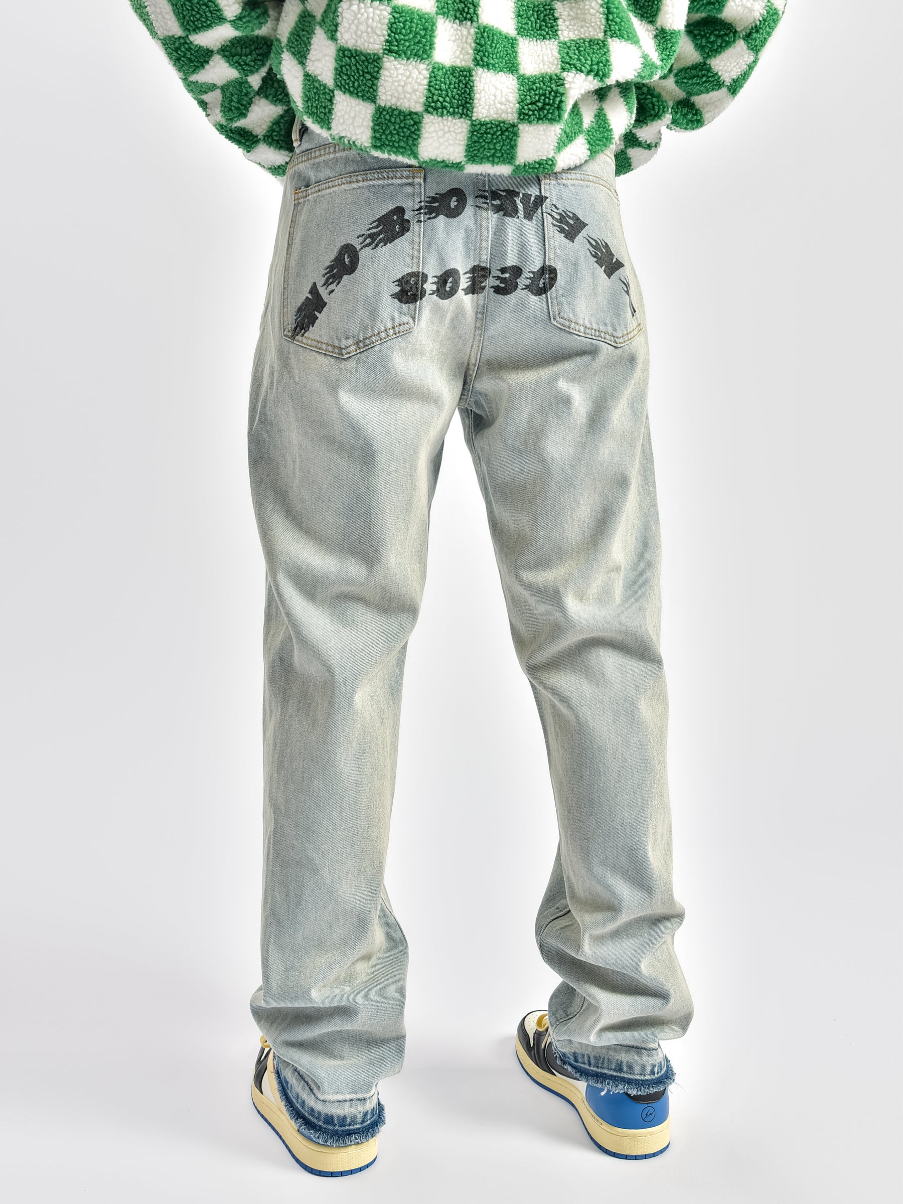 Men's Light Washed Loose Straight Leg Jeans