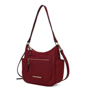 Wine Red Pebbled Shoulder Bag