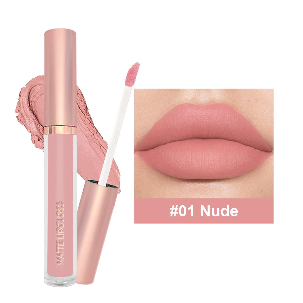 12-Color Matte Lip Gloss in Nude Shades
