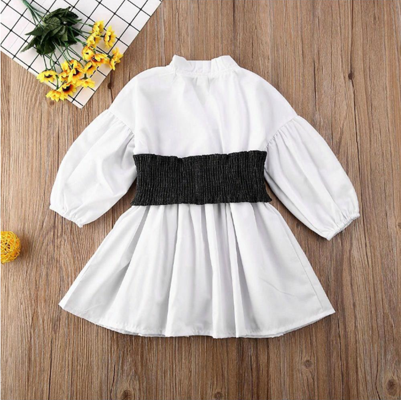 Kids Baby Girls White A-Line Shirt Dress