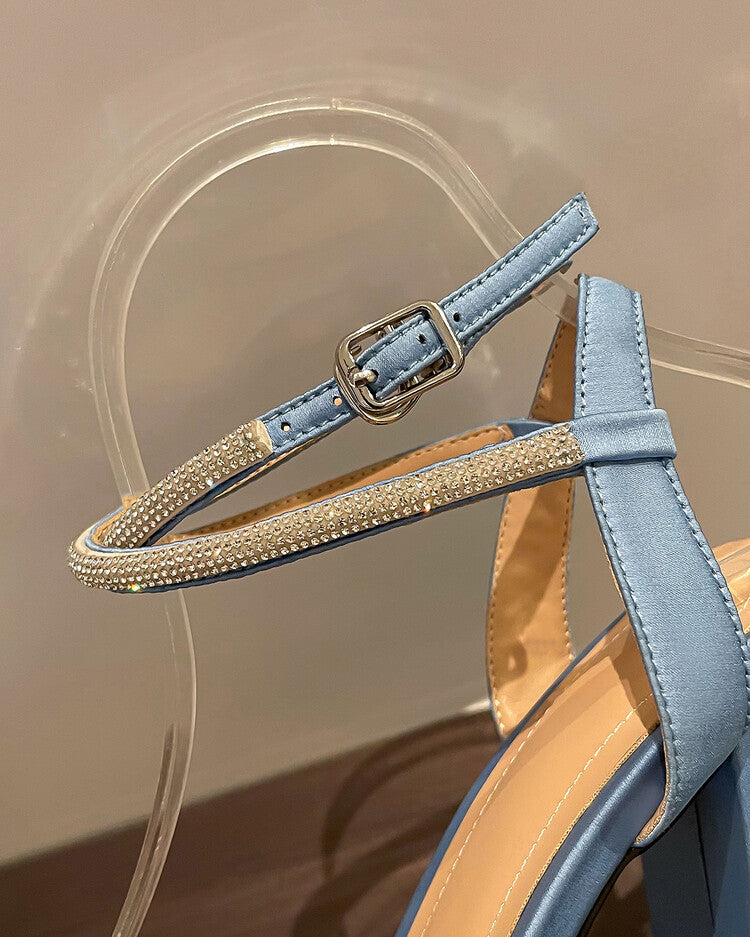 Rhinestone Banquet Ladies Satin High Heels