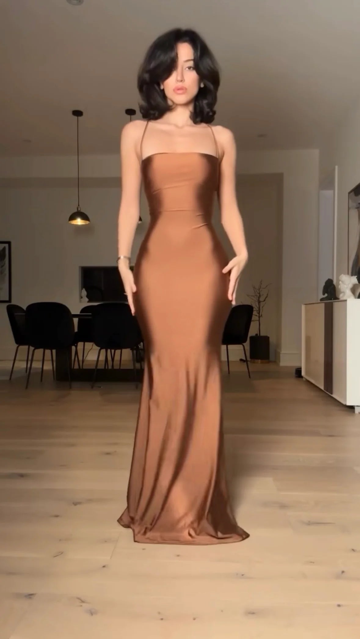 Abato Regalia Mid-Length Camisole Hanging Neck Dress