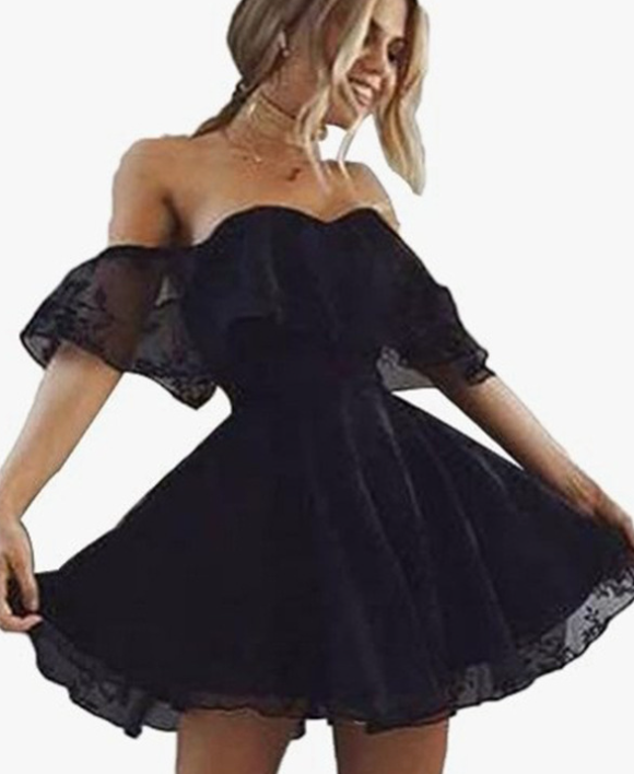 Off-Shoulder Ruffled Evening Dress