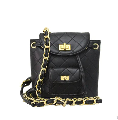 Diamond Grid Chain Mini Backpack