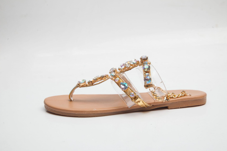 Water Diamond Chain Flat Roman Clip Sandals