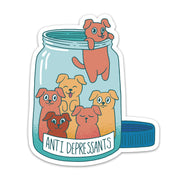 (3PCS) Anti Depressants Cute Dogs Stickers Funny Dogs in Jar Waterproof Vinyl Stickers for Laptop Water Bottle Phone Case Mental Heath Awareness Puppies Decals Gifts for Dog Lovers (3 Inches)