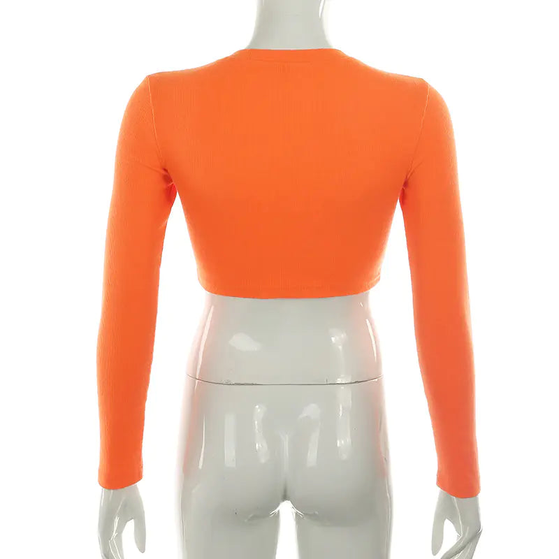 Petal Print Long Sleeve Crop Top