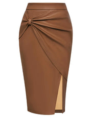 Poque High Waisted Leather Skirt
