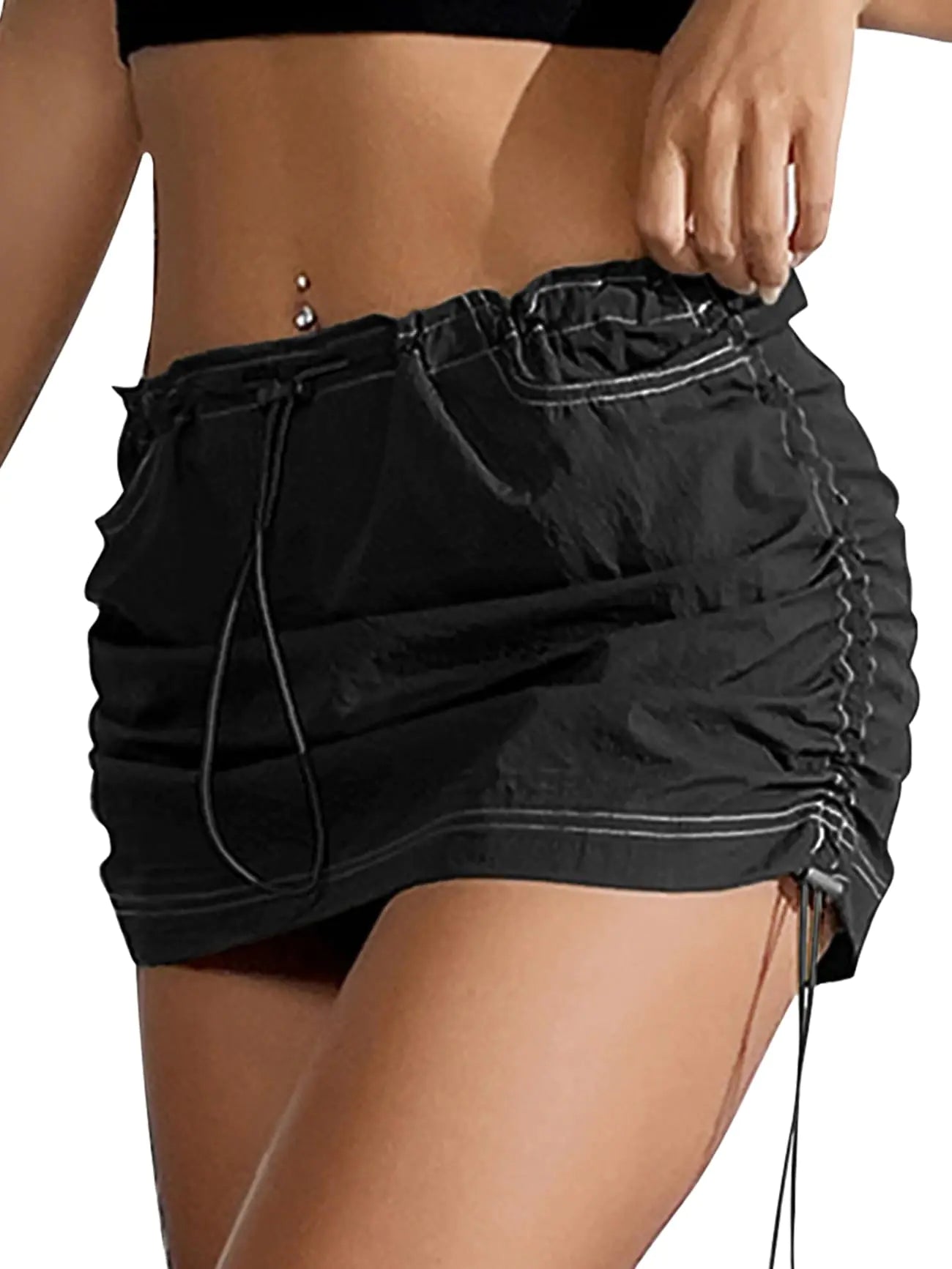 Y2K Drawstring Cargo Mini Skirt