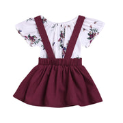 Red Floral Print Suspender Dress